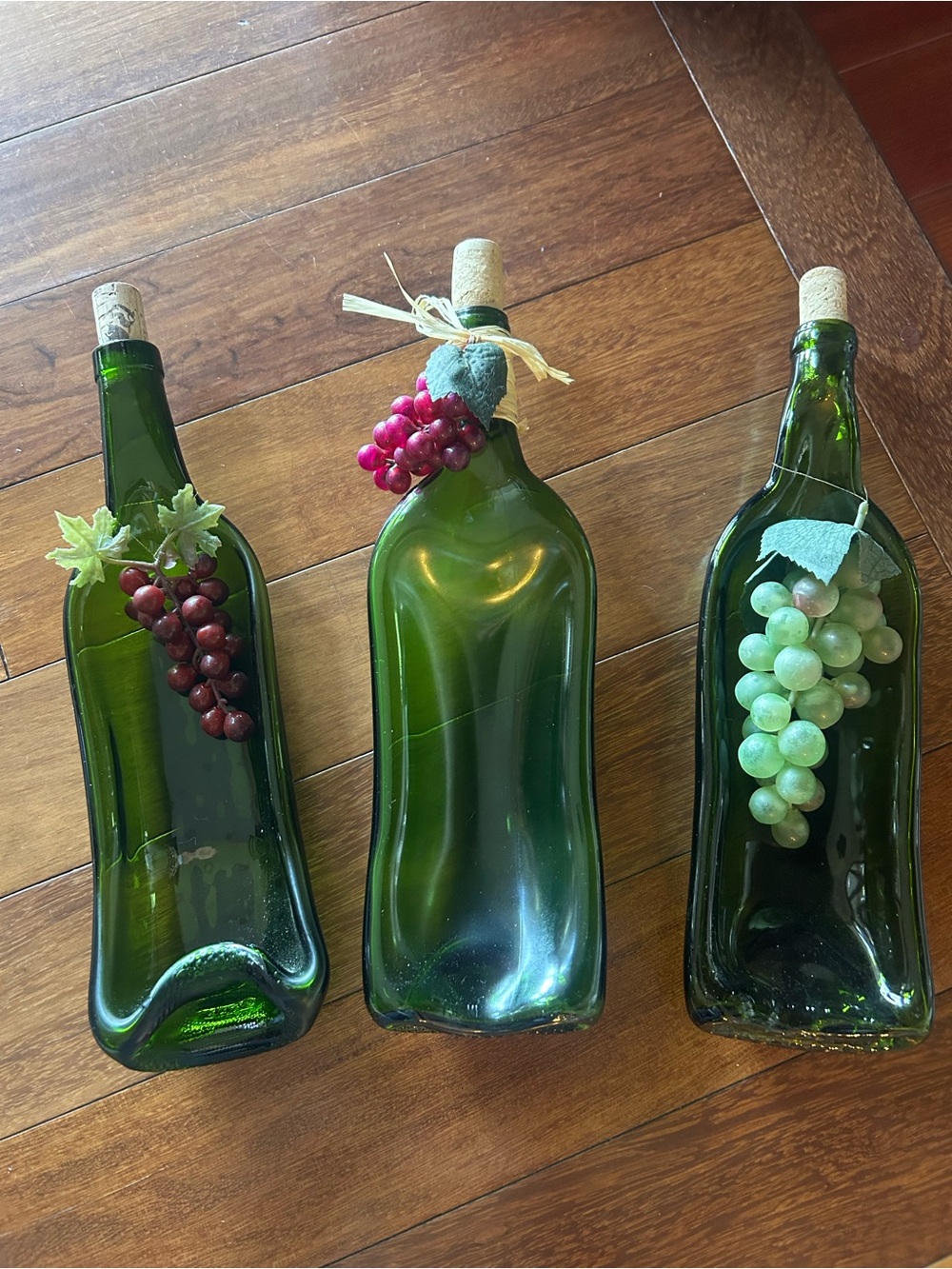 Green Melted Wine Bottle Orderve Dishes - Home Accent